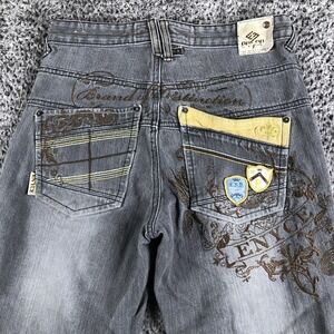 Enyce Jeans Boys 18 29x30 Gray Regular Fit Straight Denim Embroidered Graphic